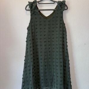 Brand New Green Textured Ruffle Sleeve Mini Dress | Size Small (US 4-6)